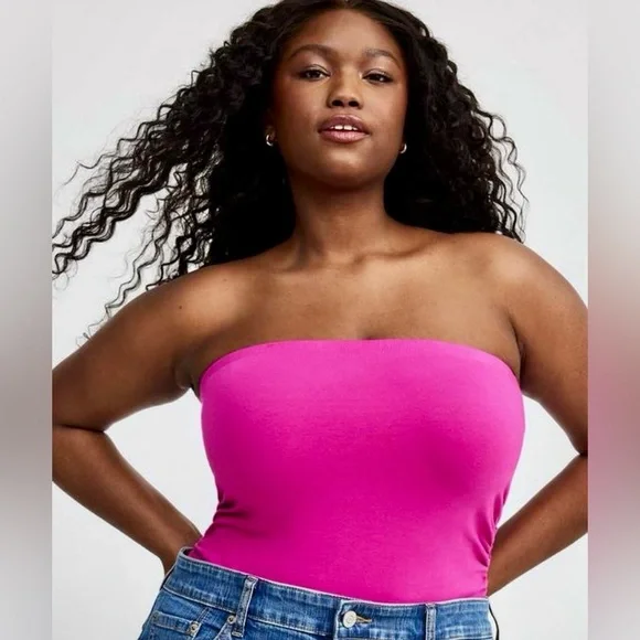 torrid Hot Pink Strapless Ruched Tube Top - Picture 3 of 7